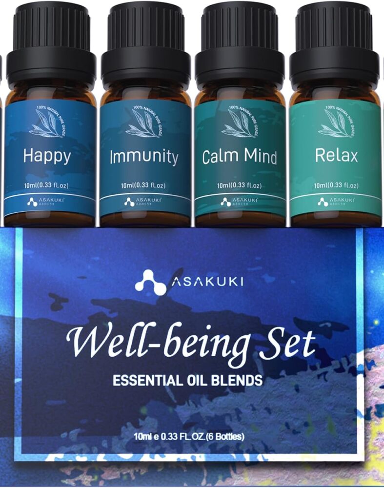 ASAKUKI Essential Oils, Well-Being Diffuser Oils Gift Set, 6x10ml