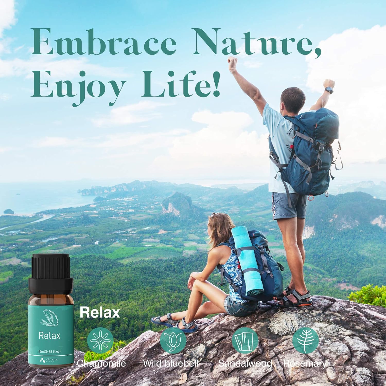 ASAKUKI Essential Oils, Well-Being Diffuser Oils Gift Set, 6x10ml - Image 5