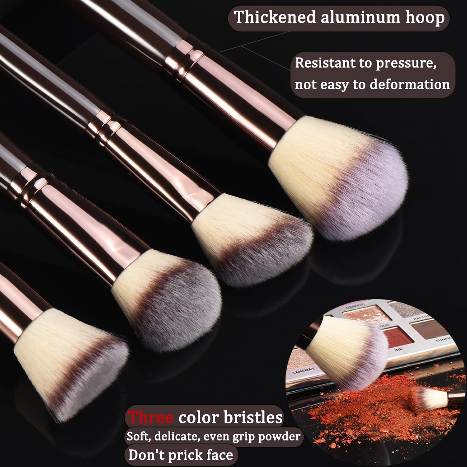 10 Piece Black brown Makeup Brushes - Wooden Handle with Soft Synthetic Bristles,for Face & Eye Makeup|Professional Makeup Brushes set for Women & Girls| - Image 5