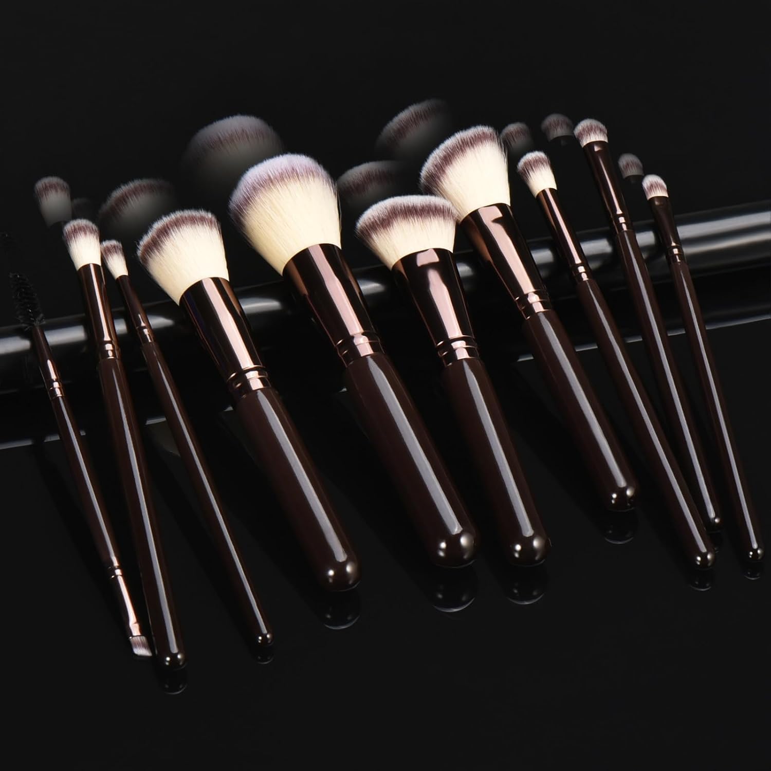 10 Piece Black brown Makeup Brushes - Wooden Handle with Soft Synthetic Bristles,for Face & Eye Makeup|Professional Makeup Brushes set for Women & Girls| - Image 6