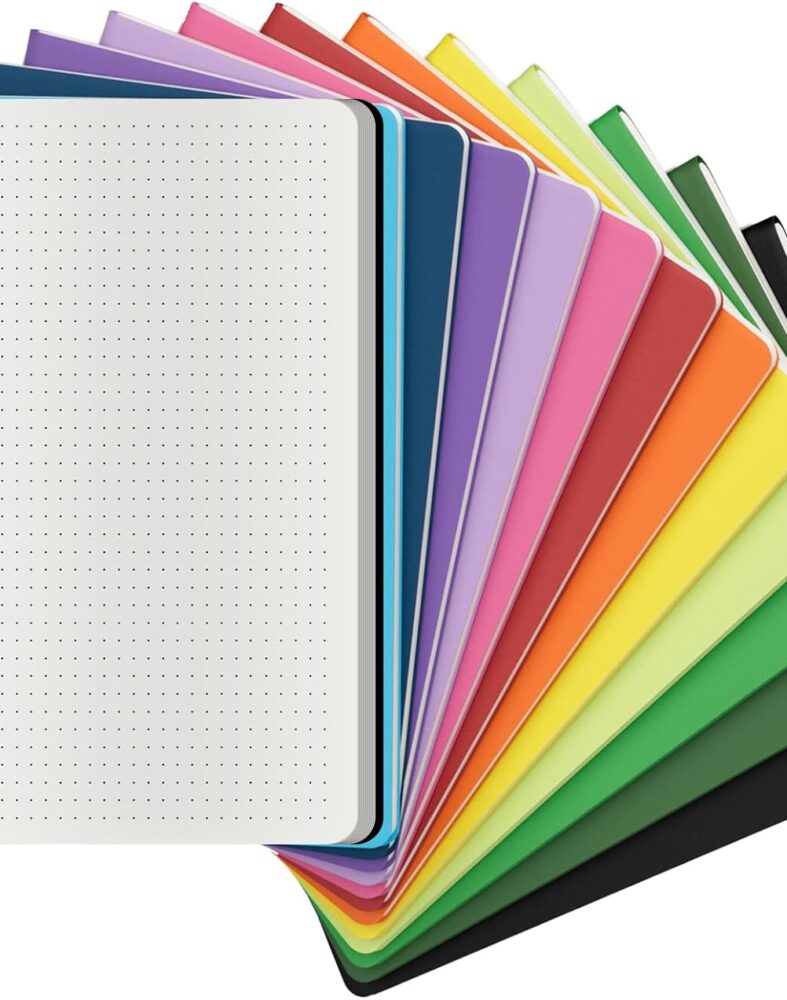 Large Colorful Dot Grid Notebook Journals Bulk with Thick Dotted Grid Paper, 60 Pages, 8.5x11 inch, Composition Diary Subject Notebooks Planner for Traveler Student Office, Journal Set, 12 Pack