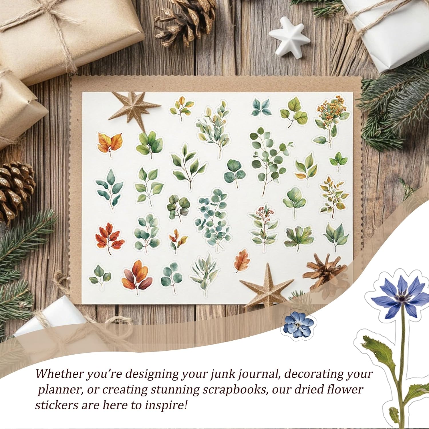 450 Pcs Flower Stickers for Scrapbook Supplies, Dried Pressed Flowers Scrapbook, Natural Flower Stickers for Scrapbooking, Planner, Junk Journal, Bullet Journal - Image 7