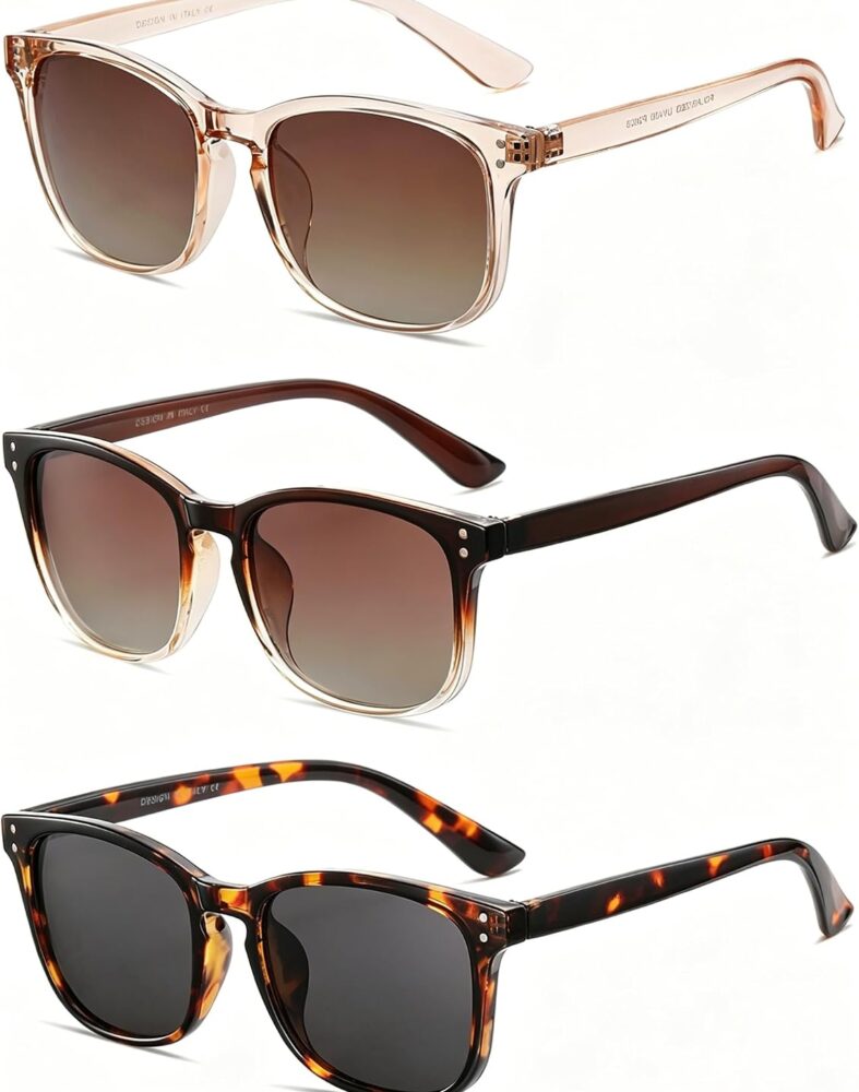 3 Pack Polarized Sunglasses for Women Classic Retro UV400 Protection